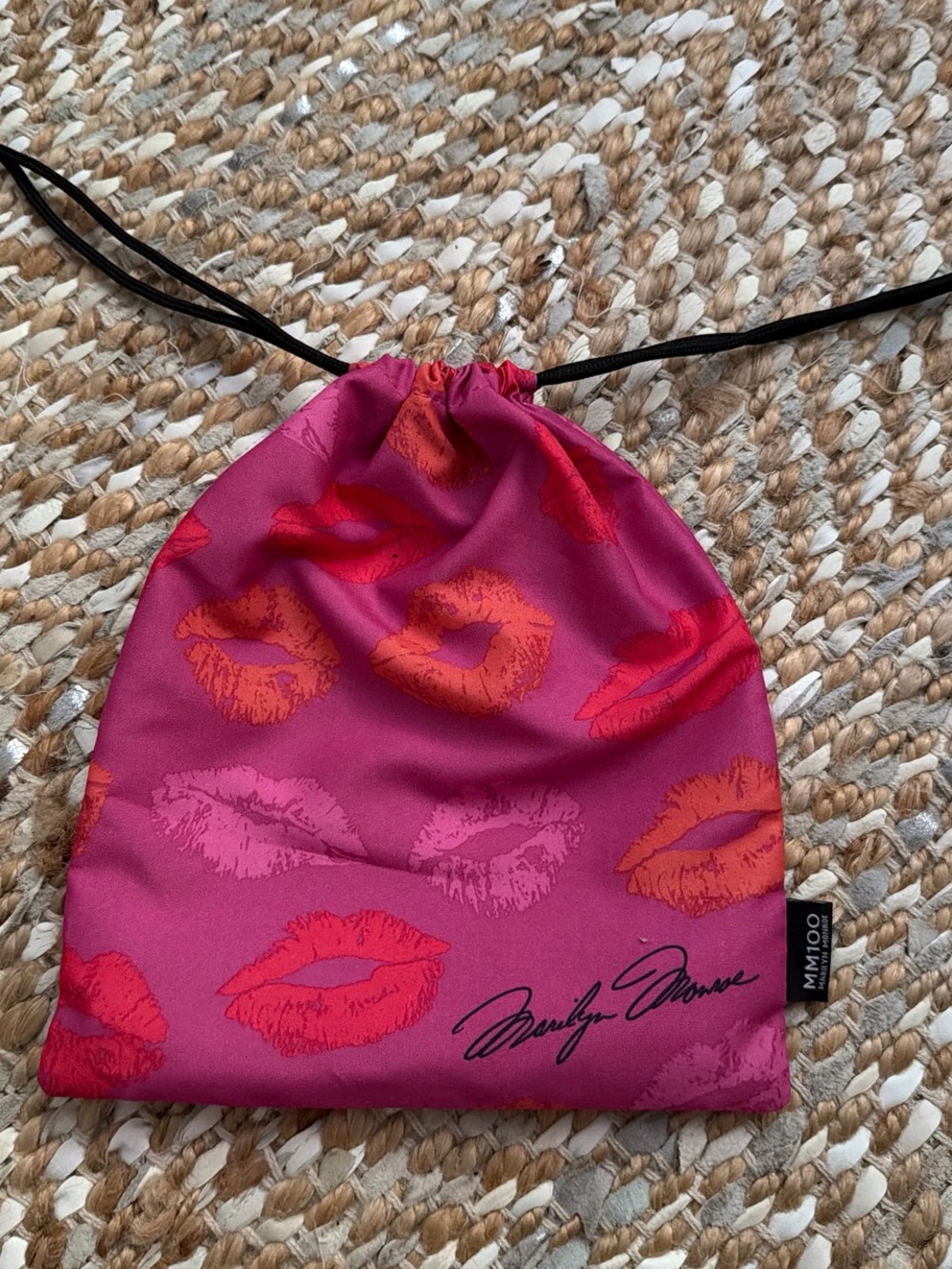 ipsy Pink Pouch with Red Lip Prints